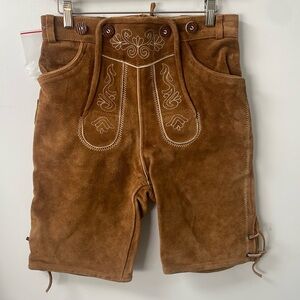 Lederhosen German Bavarian Oktoberfest Brown Leather Tracht Almwelt Euro Size 44